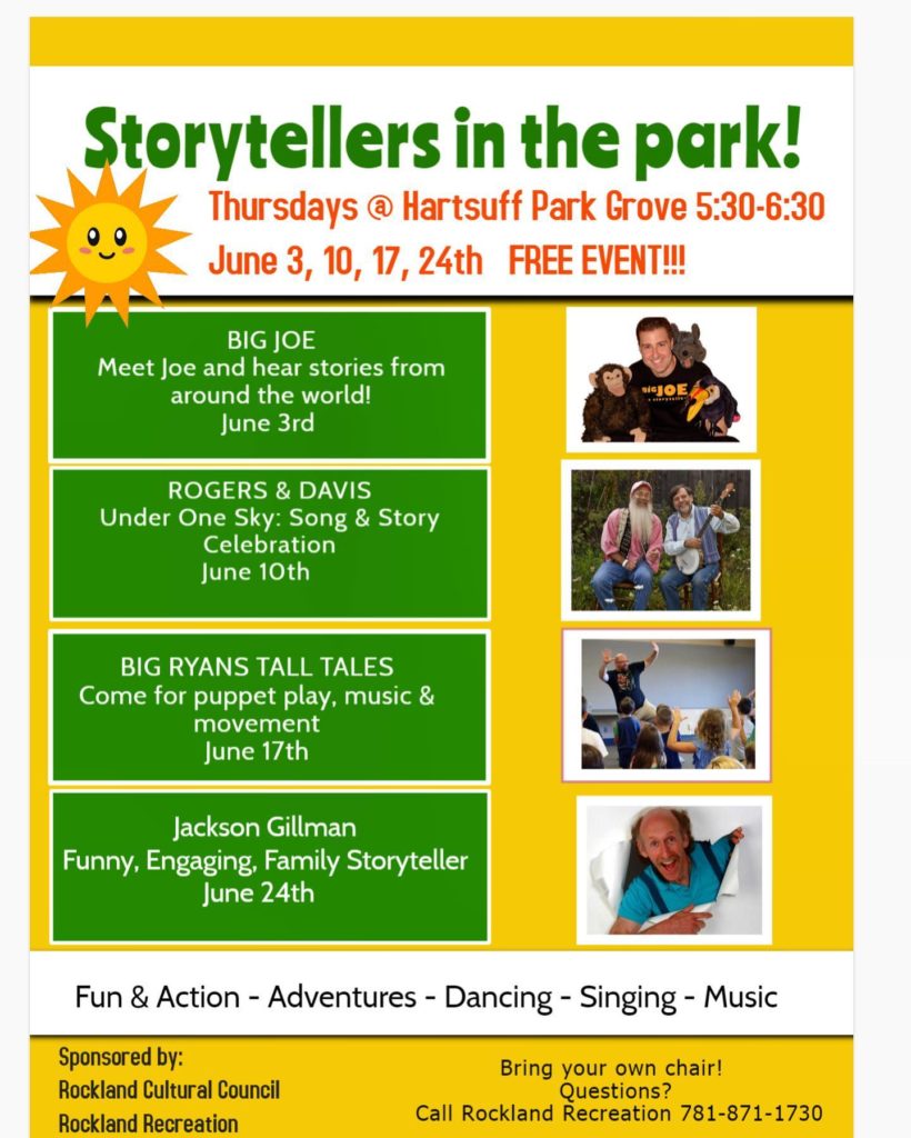 Storytellers in the Park 2021 Rockland MA 365 things to do in South