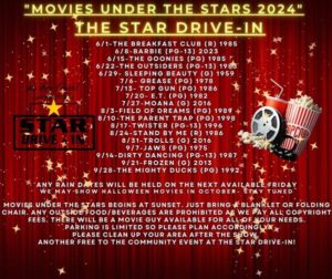 Movies Under the Stars Summer 2024 at the Stars Drive in Restaurant Taunton MA
