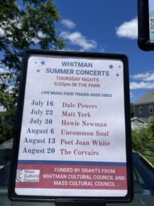 Free Thursday night summer concerts 2026 in Whitman MA