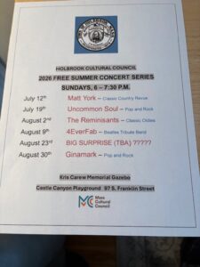 Free Sunday night Summer Concerts 2026 in Holbrook MA