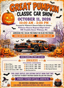 Great Pumpkin Classic Car Show 2026 in Whitman  Hanson MA