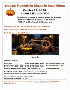 Great Pumpkin Classic Car Show 2025 in Whitman  Hanson MA