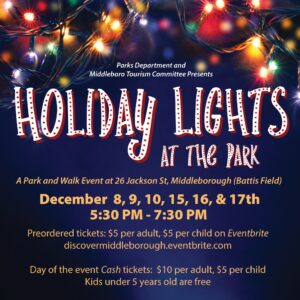 Holiday Lights at the Park Middleboro MA 2023